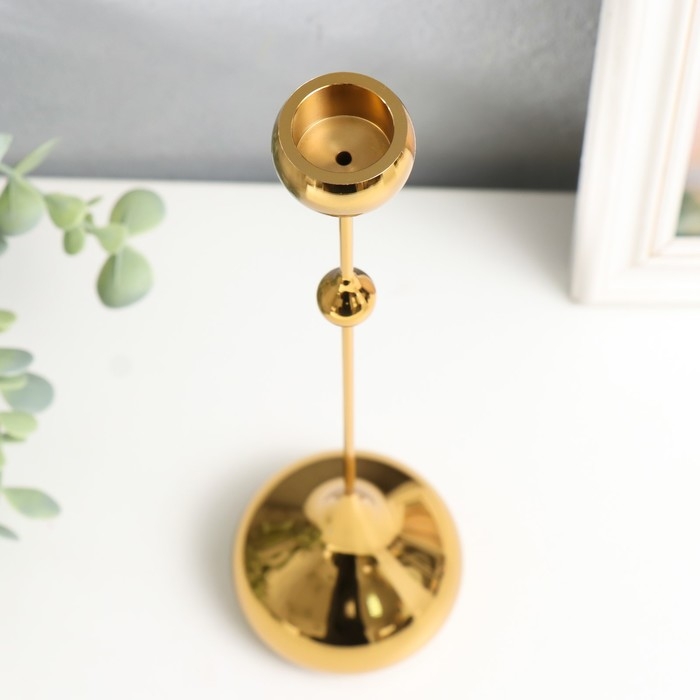 Подсвечник металл на 1 свечу "Капля воды - верх" золото 8,5х8,5х31 см