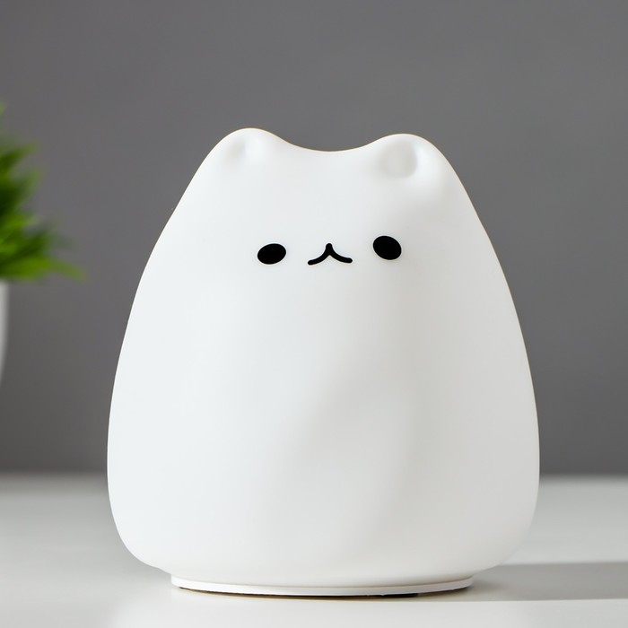 Ночник Ночник "Антистресс мякиш котенок" LED RGB от батареек 3ААА 9,5х9,5х10,5 см RISALUX