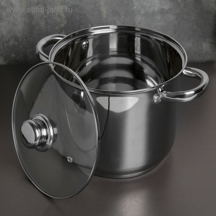 Кастрюля из нержавеющей стали Magistro Grande, 5,5 л, с крышкой, капсульное дно, индукция Кастрюля из нержавеющей стали Magistro Grande, 5,5 л, с крышкой, капсульное дно, индукция