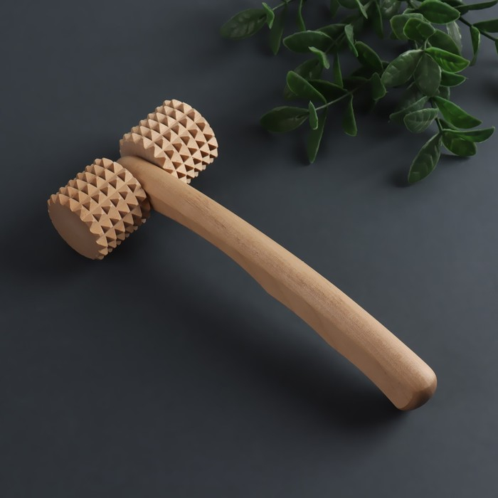 Массажёр &laquo;Каток&raquo;, 20 &times; 9 &times; 4 см, деревянный, зубчатый