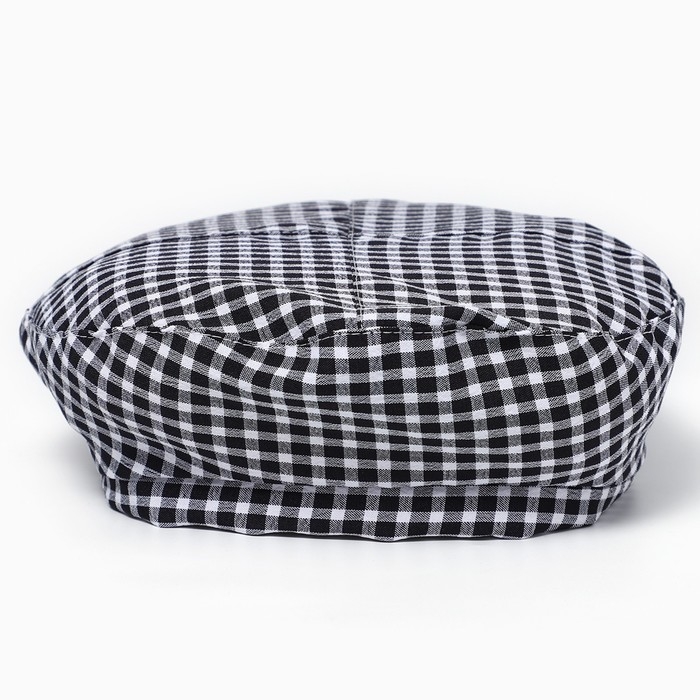 Берет в клетку, цвет черный, р-р 56см Берет в клетку, цвет черный, р-р 56см