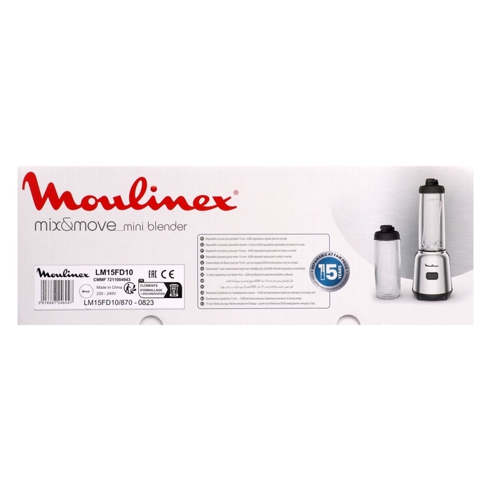 Блендер Moulinex LM15FD10, стационарный, 300 Вт, 1 л, 1 скорость, серебристый