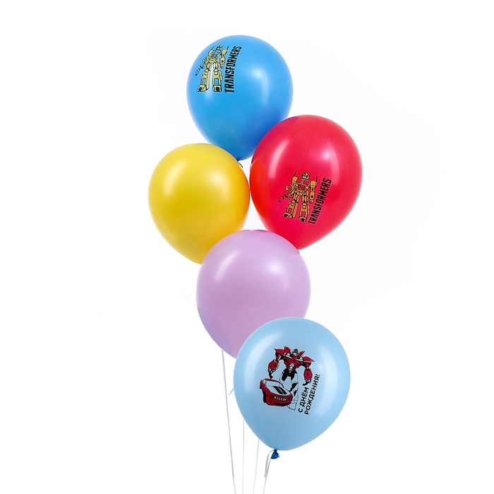 Шар латексный 12" &laquo;Трансформеры&raquo; цветной принт, набор 5 шт.