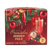 Подарочный набор новогодний &laquo;Счастливого года&raquo;: чай, конфеты, печенье брауни