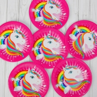 Тарелка бумажная «Единорог и радуга», набор 6 шт. Тарелка бумажная «Единорог и радуга», набор 6 шт.
