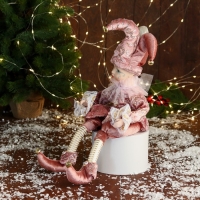 Новогодний шут "В нарядном костюмчике" музыка шевелит головой, 46 см, сиреневый