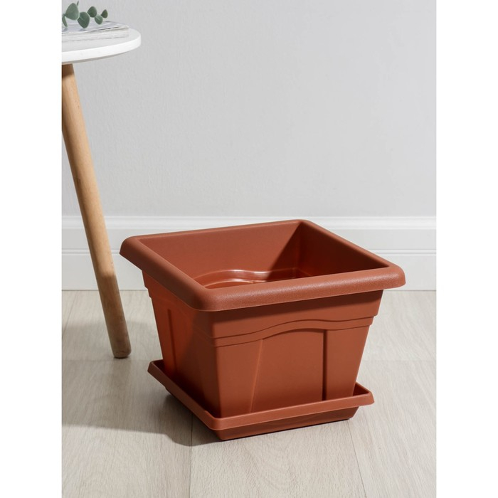 Горшок с поддоном &laquo;Квадро&raquo;, 8,1 л, цвет терракотовый