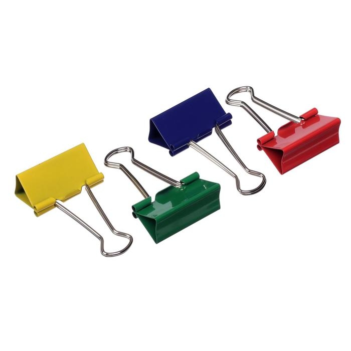 Зажимы для бумаг 41 мм, 12 штук, deVENTE, металлические, МИКС х 4 цвета, картонная коробка Зажимы для бумаг 41 мм, 12 штук, deVENTE, металлические, МИКС х 4 цвета, картонная коробка
