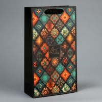 Пакет подарочный под две бутылки, упаковка, «Best wishes», 35 х 20 х 9 см Пакет подарочный под две бутылки, упаковка, «Best wishes», 35 х 20 х 9 см