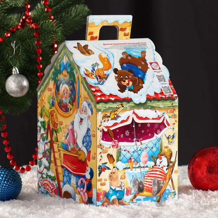 Новый год. Подарочная коробка "Отдых", 17 х 14,5 х 24,5 см.