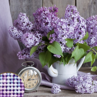 Алмазная мозаика с частичным заполнением на холсте «Сирень», 37 х 37 см Алмазная мозаика с частичным заполнением на холсте «Сирень», 37 х 37 см