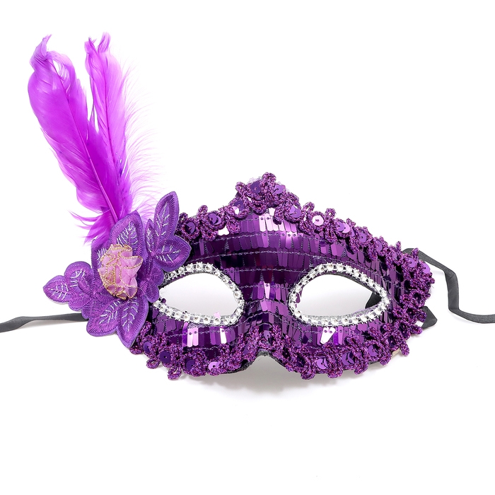 Карнавальная маска &laquo;Леди&raquo;, с пером, цвета МИКС