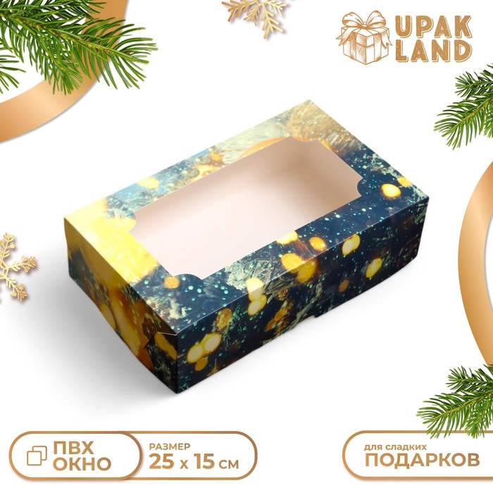 Новый год. Коробка складная, кондитерская упаковка с окном Новый год. Коробка складная, кондитерская упаковка с окном "Зимняя сказка", 25 х 15 х 7 см