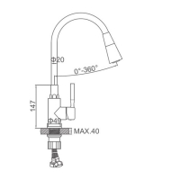 Смеситель для кухни Accoona A9890N-1, однорычажный, силиконовый излив, красный/хром Смеситель для кухни Accoona A9890N-1, однорычажный, силиконовый излив, красный/хром