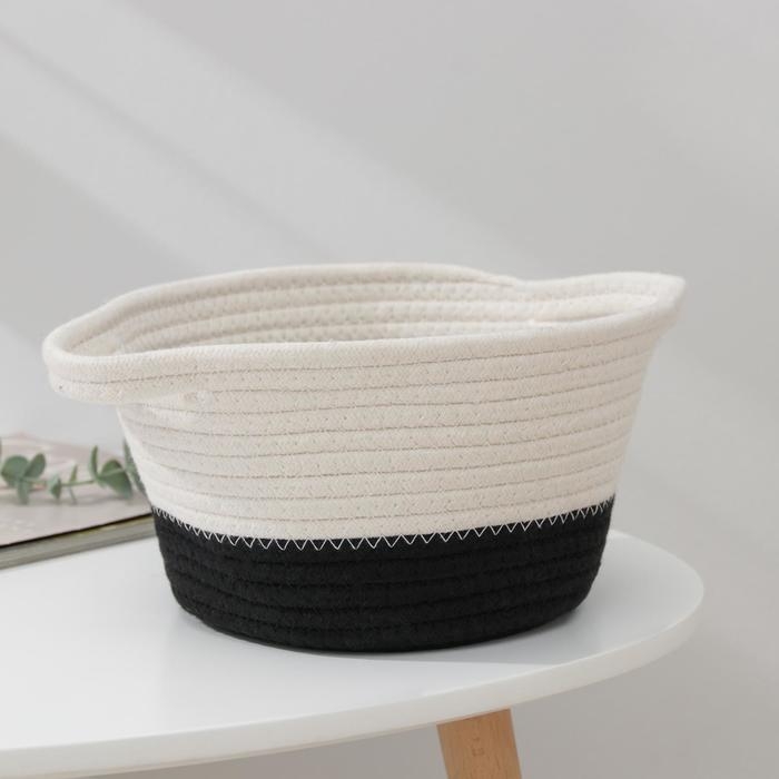 Корзина для хранения плетёная ручной работы «Рита», 30×20×13,5 см, цвет чёрный Корзина для хранения плетёная ручной работы «Рита», 30×20×13,5 см, цвет чёрный