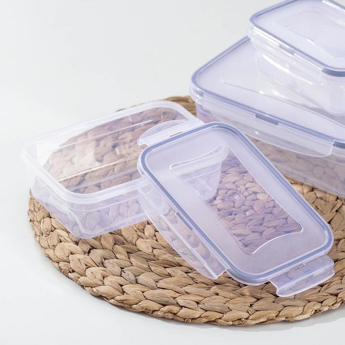 Набор ланч-боксов прямоугольных, 3 шт: 1,3 л, 0,7 л, 0,4 л