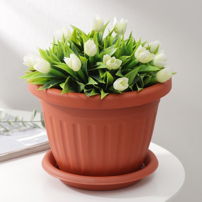 Горшок для цветов с поддоном &laquo;Сильвер ЭКО&raquo;, 2.6 л, d=20 см, цвет терракотовый