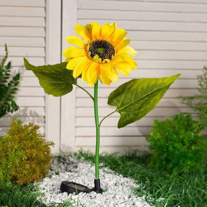Садовый светильник на солнечной батарее &laquo;Подсолнух&raquo;, 75 см, 5 LED, свечение белое