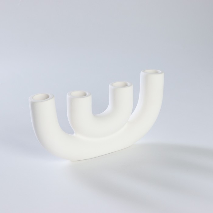 Подсвечник керамический &laquo;Скандинавия&raquo;, 23&times;10,5 см, горлышко d=2,3 см, цвет белый