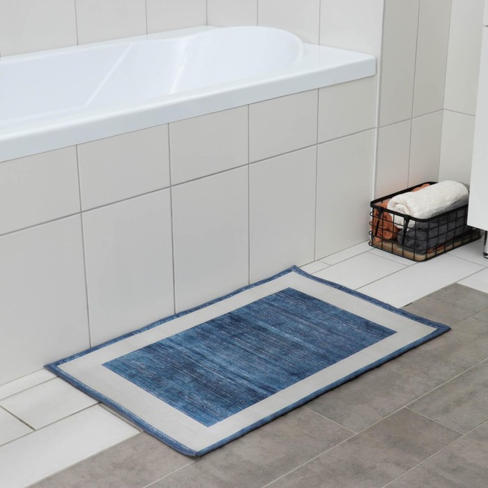 Коврик для дома Доляна «По-домашнему» , 50×80 см, цвет синий Коврик для дома Доляна «По-домашнему» , 50×80 см, цвет синий