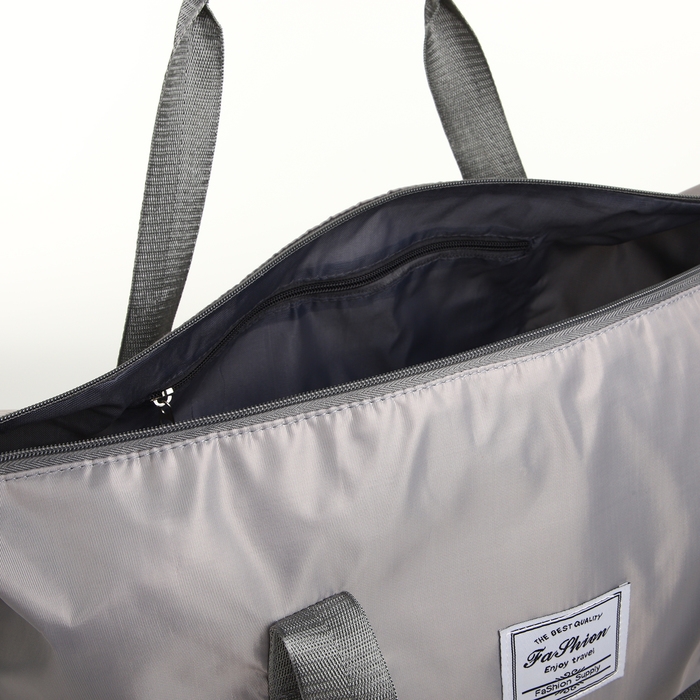 Сумка спортивная на молнии, с увеличением, наружный карман, цвет серый Сумка спортивная на молнии, с увеличением, наружный карман, цвет серый