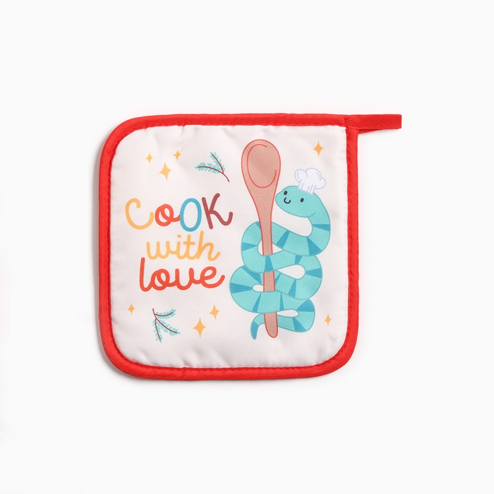Новый год. Символ года. Змея. Набор кухонный Cooking time: подставка 15*15 см, прихватка 17*17см