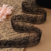 Кружево капроновое, 35 мм &times; 10 &plusmn; 1 м, цвет чёрный