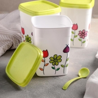 Набор банок для сыпучих &laquo;Клумба&raquo;, 500 мл, 3 шт, цвет МИКС