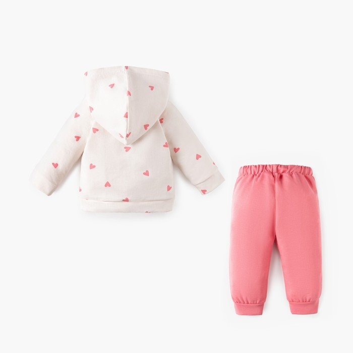Комплект: худи и брюки Крошка Я &laquo;Зайчик&raquo;, рост 68-74 см, цвет бежевый/розовый