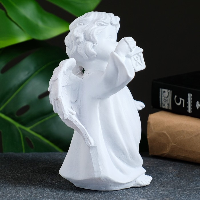 Фигура Фигура "Ангел с фонариком" белый 7х10х15см