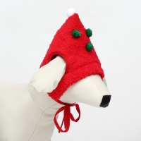Новый год. Шапка для животных "Колпак", размер L(ОМ 20 см, длина 20 см), красный