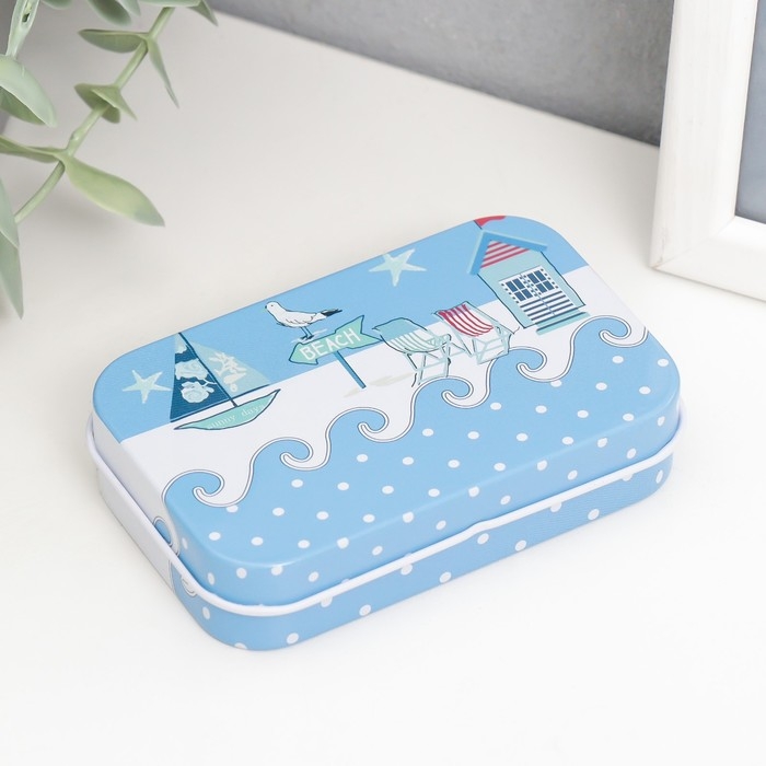 Шкатулка металл прямоугольная Шкатулка металл прямоугольная "Морской бриз" МИКС 5,8х9,5х2,2 см