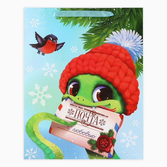 Пакет подарочный новогодний ламинированный &laquo;Змея 2025&raquo;, L 31 х 40 х 11.5 см, Новый год