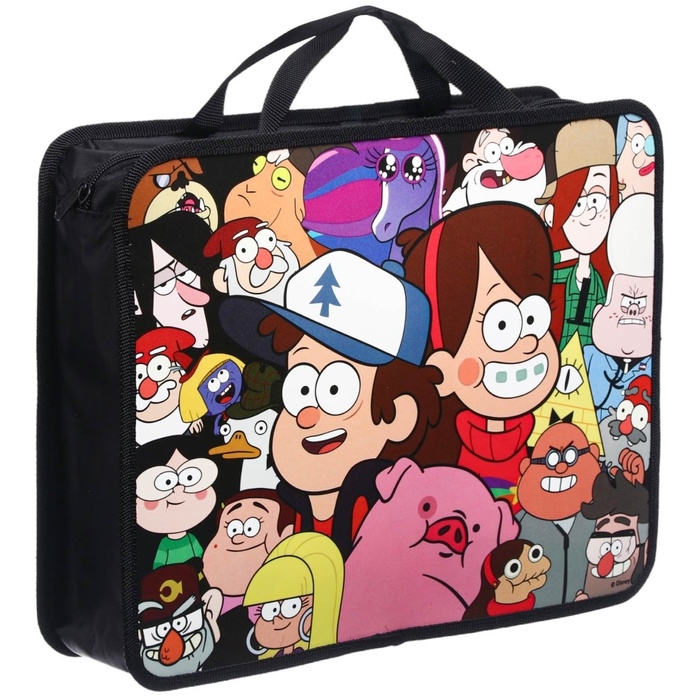 Папка пластиковая с ручками А4, на молнии, 75х330х260 мм, Гравити Фолз Папка пластиковая с ручками А4, на молнии, 75х330х260 мм, Гравити Фолз