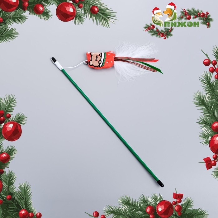 Новый год. Дразнилка-удочка для кошек с бубенчиком Новый год. Дразнилка-удочка для кошек с бубенчиком "Медведь", 40 см