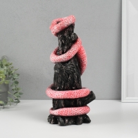 Новогодняя копилка "Змея на пеньке"  33 х14 х 15 см, розовый