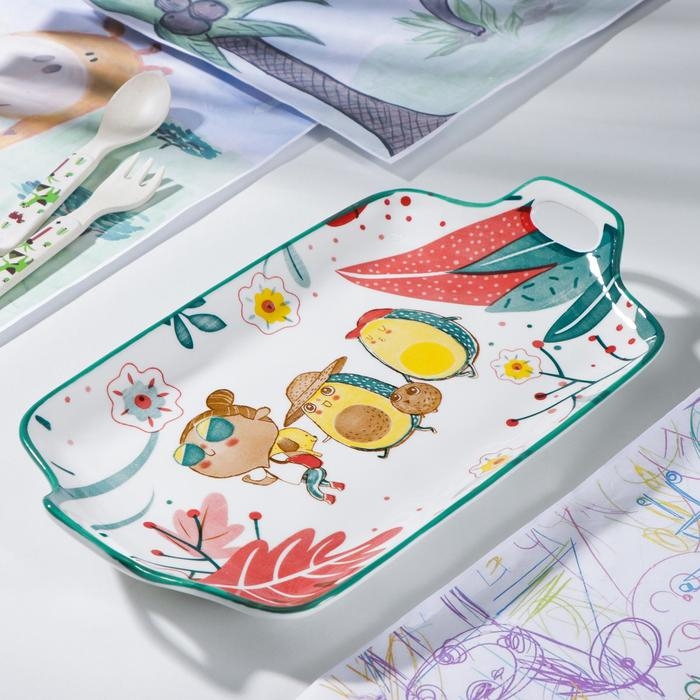 Блюдо прямоугольное керамическое &laquo;Прогулка авокадо&raquo;, 29,2&times;16 см ㅤ