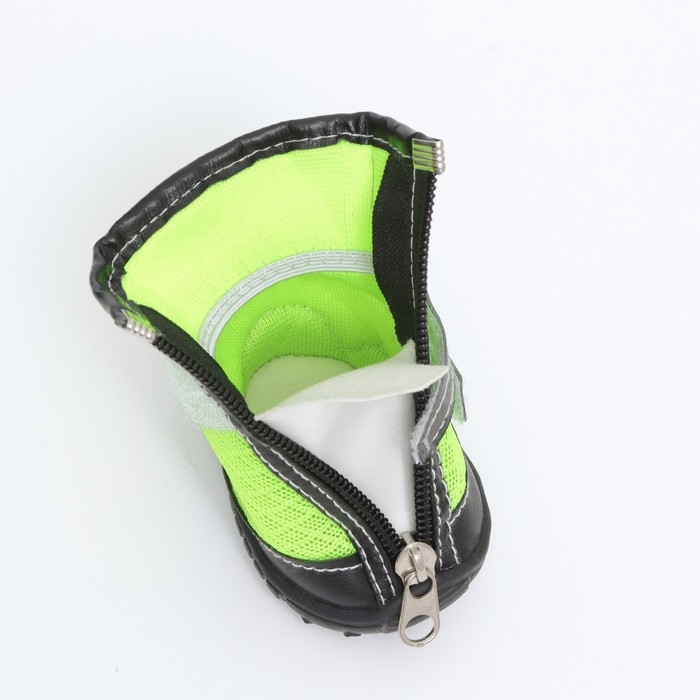 Ботинки высокие для больших собак, набор 4 шт, размер L (подошва 10х7 см), чёрно-салатовые