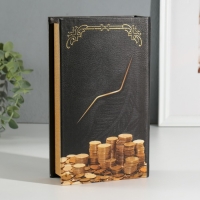 Сейф-книга дерево кожзам "Для прироста финансов" 3D тиснение 21х13х5 см