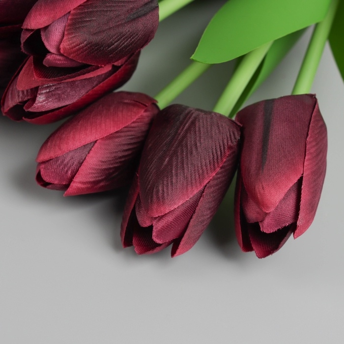 Цветы искусственные &laquo;Тюльпан люкс&raquo; (7 штук в связке) 32 см, бордовый