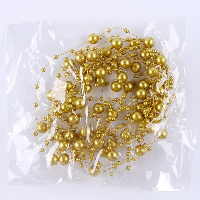 Леска для декора с бусинками, длина &mdash; 4,8 м, цвет золотой