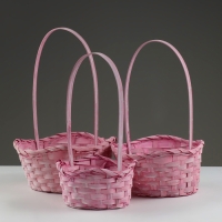 Набор корзин, 19х7,5х9,5/31 см, 22х9х11/34 см, 24х9х11,5/35 см, 3 шт, розовые, бамбук Набор корзин, 19х7,5х9,5/31 см, 22х9х11/34 см, 24х9х11,5/35 см, 3 шт, розовые, бамбук