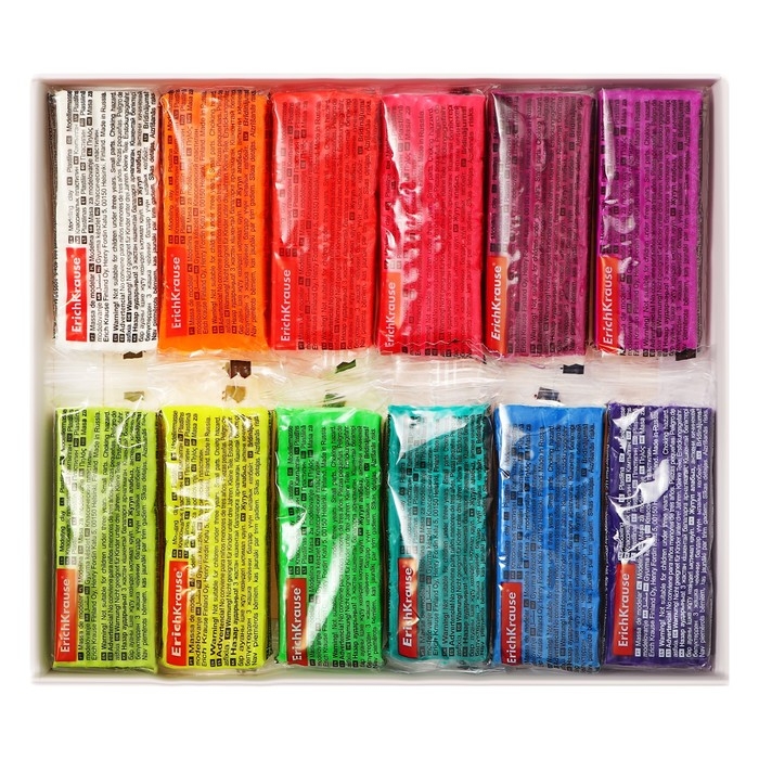 Пластилин 12 цветов, 216 г, ErichKrause Пластилин 12 цветов, 216 г, ErichKrause "Jolly Friends Neon", со стеком, в картонной упаковке