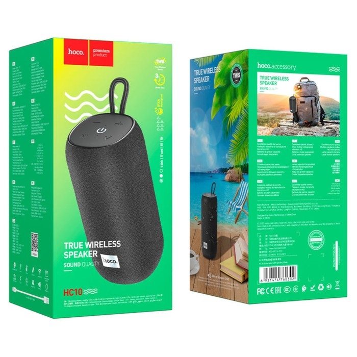 Портативная колонка Hoco HC10, 5 Вт, ВТ 5.0, FM, AUX, 1200 мАч, чёрная Портативная колонка Hoco HC10, 5 Вт, ВТ 5.0, FM, AUX, 1200 мАч, чёрная