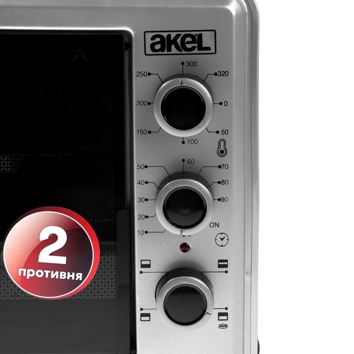 Мини-печь AKEL AF-940, 1300 Вт, 45л, 50-320&deg;С, таймер, гриль, серебристая
