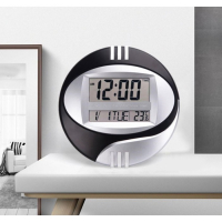 Часы-будильник электронные, настенные, настольные, 26 х 26 см, черные Часы-будильник электронные, настенные, настольные, 26 х 26 см, черные
