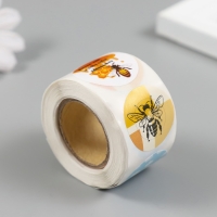 Наклейка бумага "Медведь и мёд" d=2,5 см 252 шт в рулоне