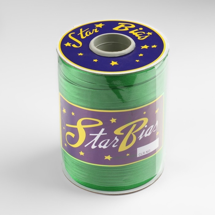 Косая бейка, атласная, 15 мм &times; 132 &plusmn; 1 м, цвет зелёный №9058