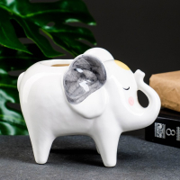 Кашпо "Слон Платон" белый,  16х9х13см