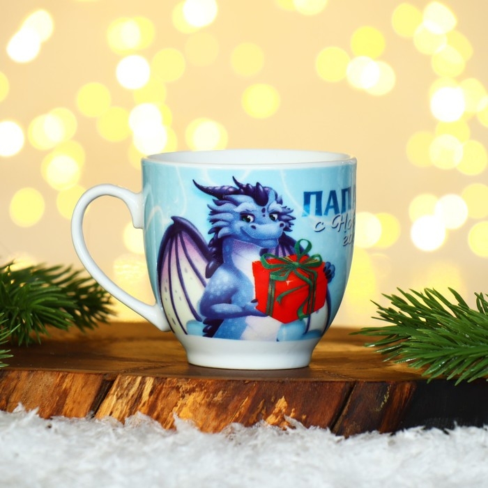 Подарочный набор новогодний из керамики &laquo;Мама, папа, с Новым годом!&raquo;, кружка 180 мл. 2 шт., ложка 2 шт., цвет белый
